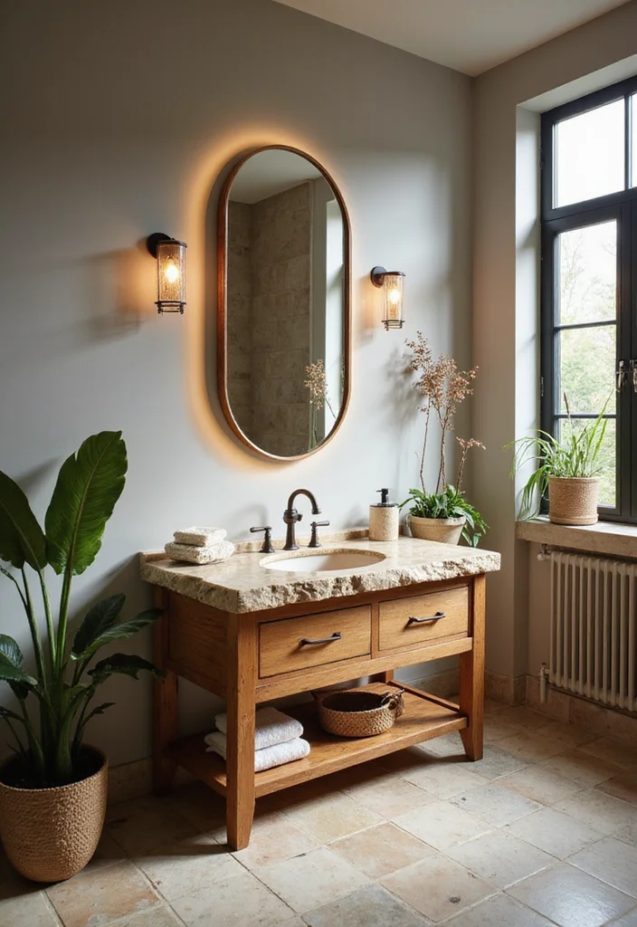 10 Onyx Bathroom Ideas for Bold Luxurious Style - 8. Onyx and Wood: Nature's Perfect Duo