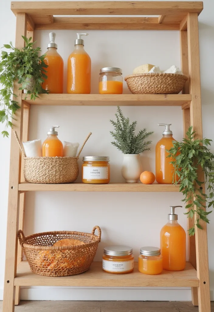 10 Orange Bathroom Ideas for Bright Warm Energy - 6. Eco-Friendly Orange Bath Products