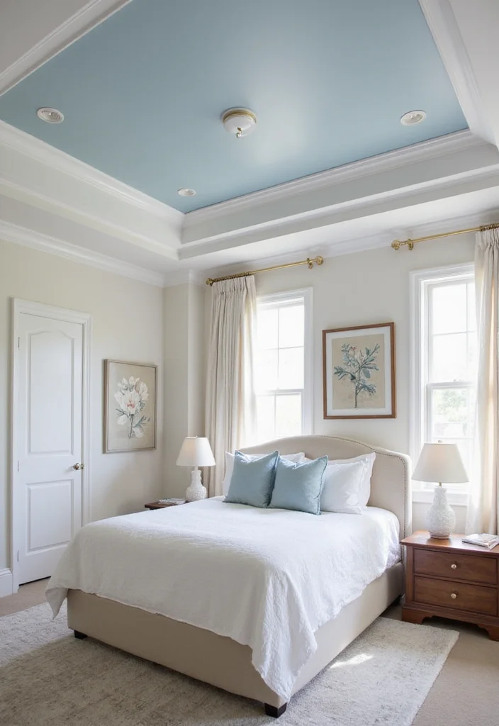 10 Tray Ceiling Ideas Bedroom for Added Visual Depth 1 10 Tray Ceiling Ideas Bedroom for Added Visual Depth - 1. Soft White with Subtle Accent