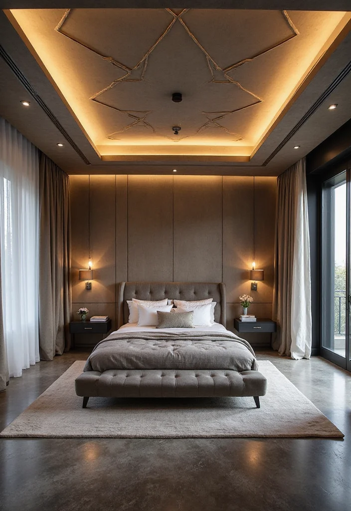 10 Tray Ceiling Ideas Bedroom for Added Visual Depth 34 10 Tray Ceiling Ideas Bedroom for Added Visual Depth - 4. Geometric Patterns