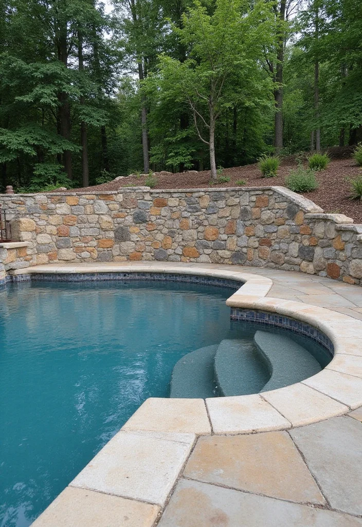 12 Backyard Pool Privacy Ideas for Secluded Relaxed Swimming - 10. Natural Stone Walls