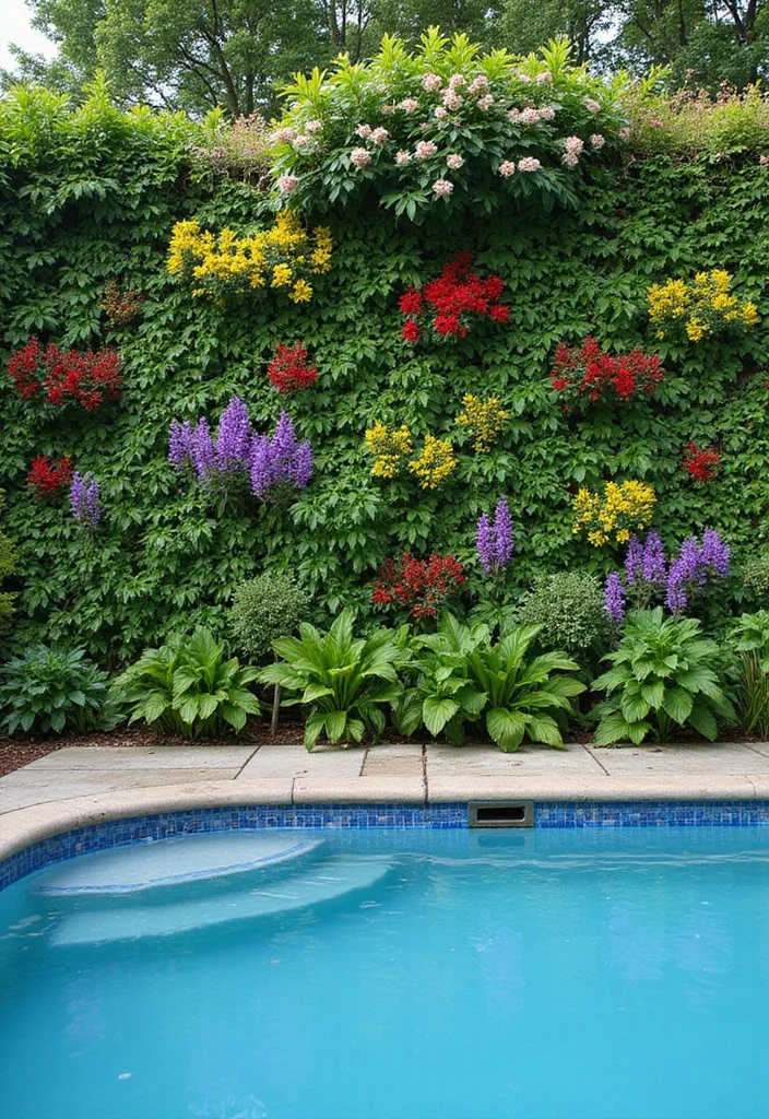 12 Backyard Pool Privacy Ideas for Secluded Relaxed Swimming - 4. Vertical Garden Walls