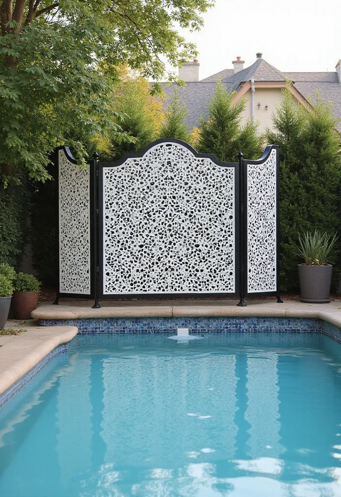 12 Backyard Pool Privacy Ideas for Secluded Relaxed Swimming - 5. Decorative Privacy Screens