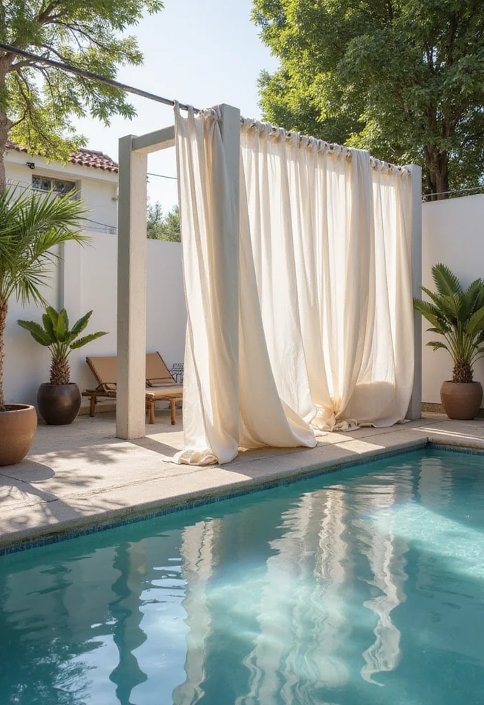 12 Backyard Pool Privacy Ideas for Secluded Relaxed Swimming - 8. Privacy Curtains