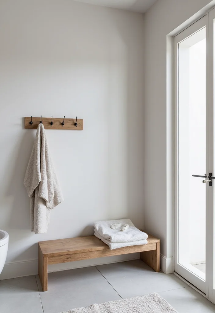 12 Bathroom Bench Ideas for Comfort and Practical Storage 1 12 Bathroom Bench Ideas for Comfort and Practical Storage - 1. Wall-Mounted Wooden Bench