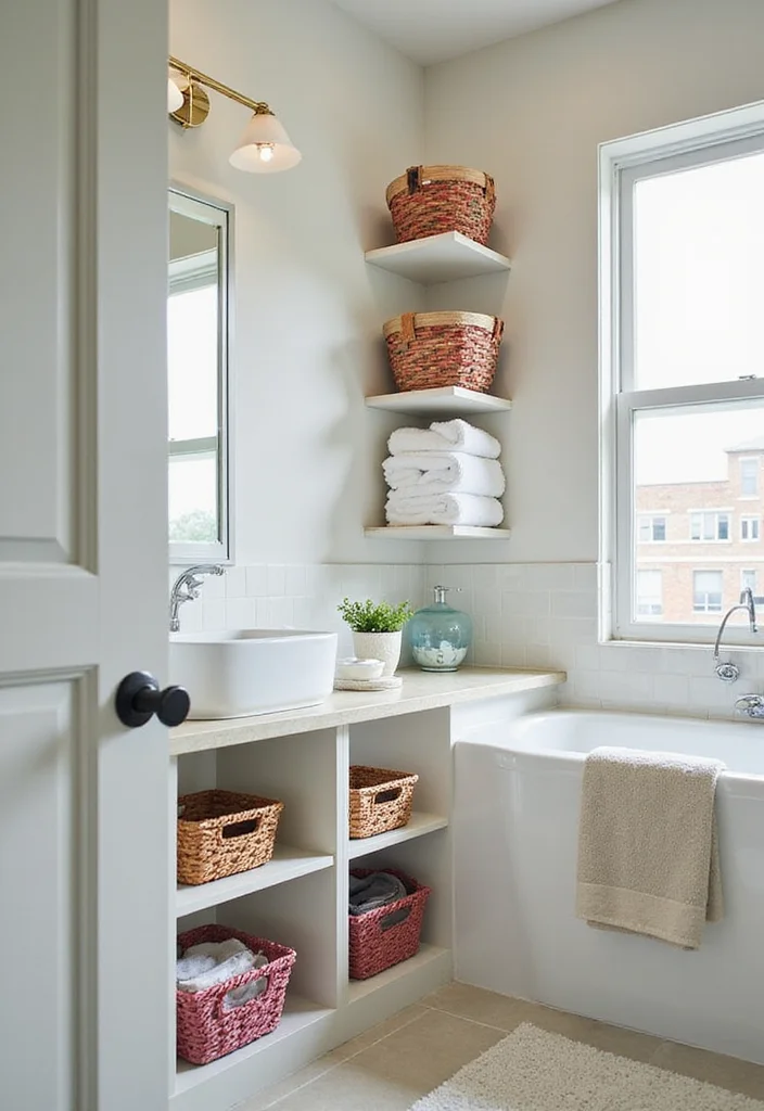 12 Bathroom Bench Ideas for Comfort and Practical Storage 34 12 Bathroom Bench Ideas for Comfort and Practical Storage - 4. Slimline Bench with Shelves