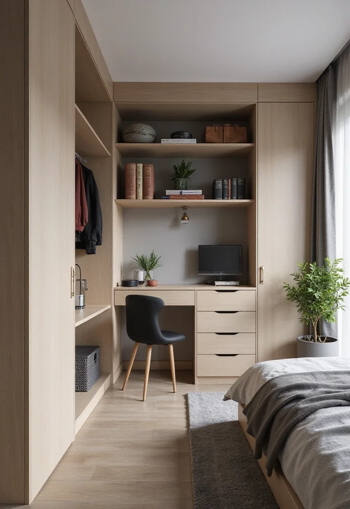 12 Bedroom Ideas With Wardrobe for Smart Integrated Storage - 7. Wardrobe with Built-in Desk