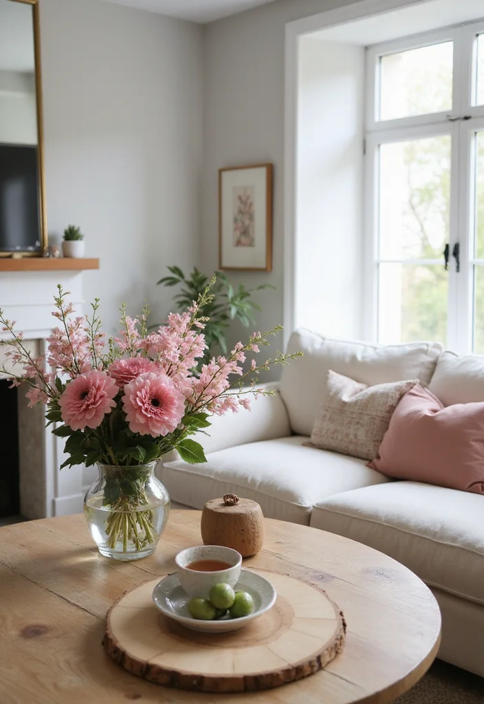 12 Blush Pink Living Room Ideas for Soft Modern Warmth - 10. Blush Pink Nature Elements