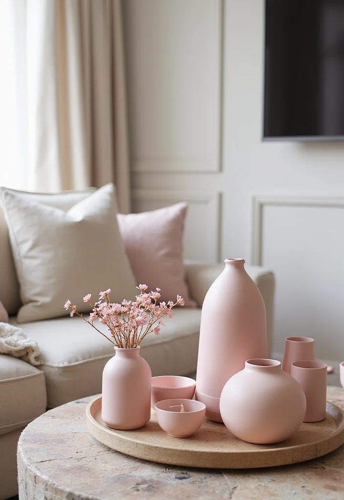 12 Blush Pink Living Room Ideas for Soft Modern Warmth - 12. Blush Pink Accessories