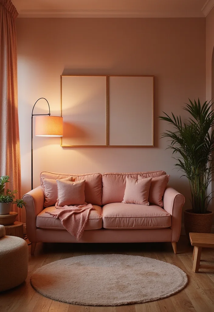 12 Blush Pink Living Room Ideas for Soft Modern Warmth - 8. Blush Pink Lighting Fixtures