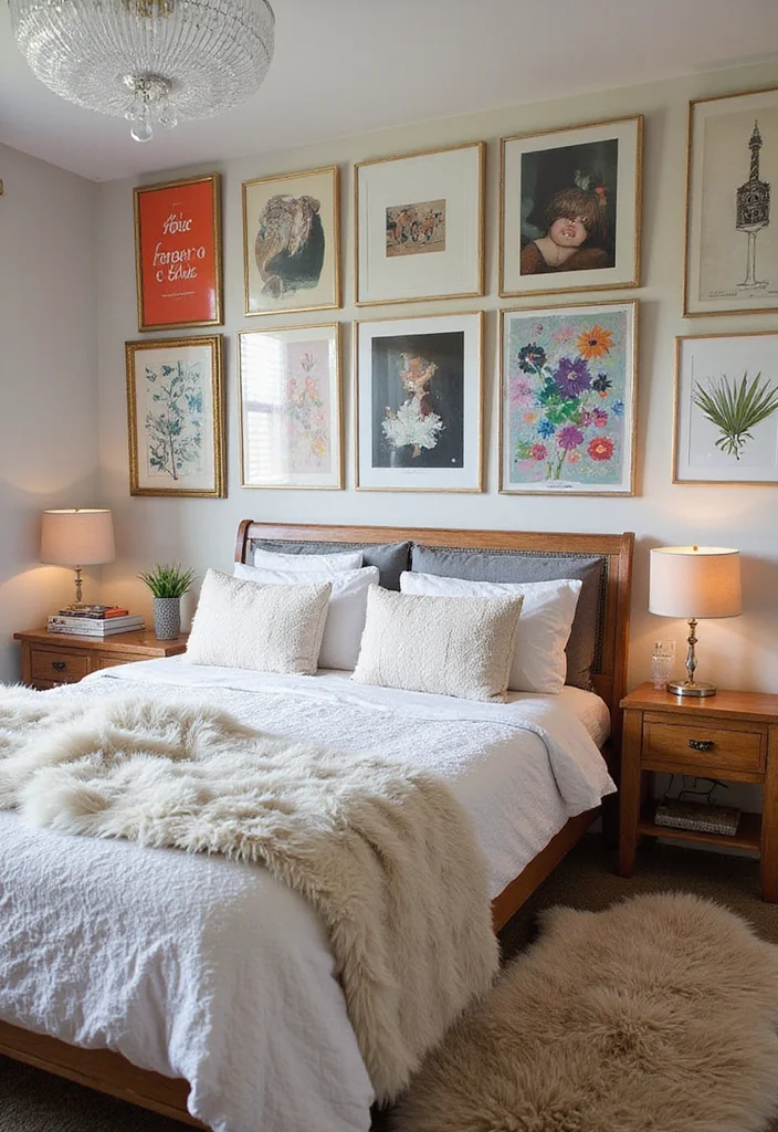 12 Brown and White Bedroom Ideas for Warm Balanced Neutrals - 10. Artistic Showcase