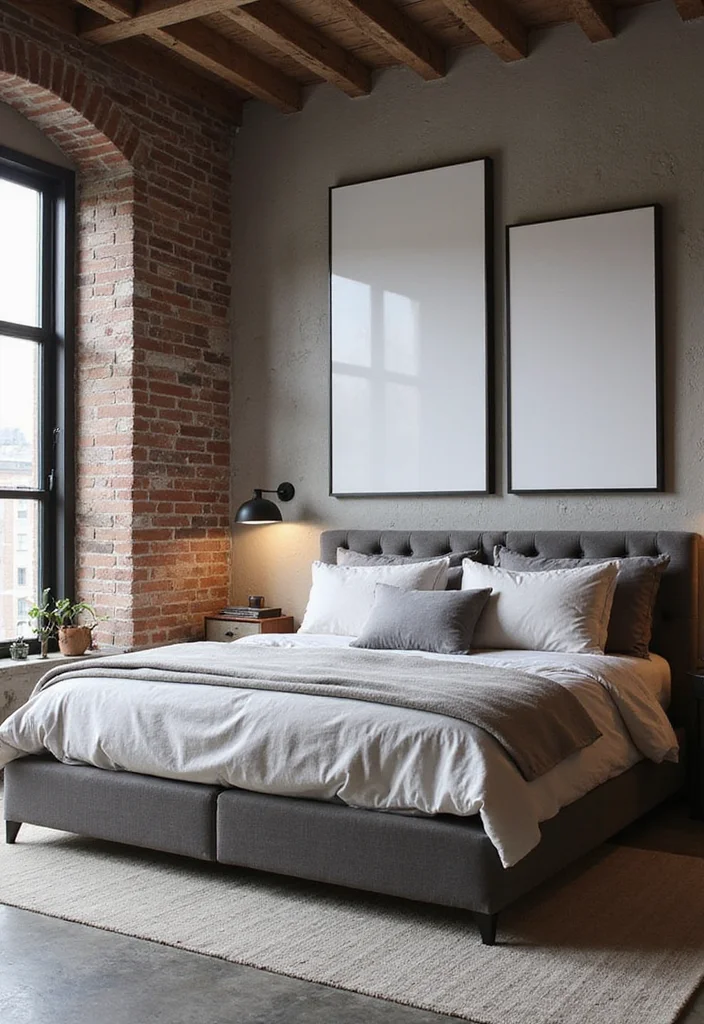 12 Brown and White Bedroom Ideas for Warm Balanced Neutrals - 4. Chic Industrial Elements