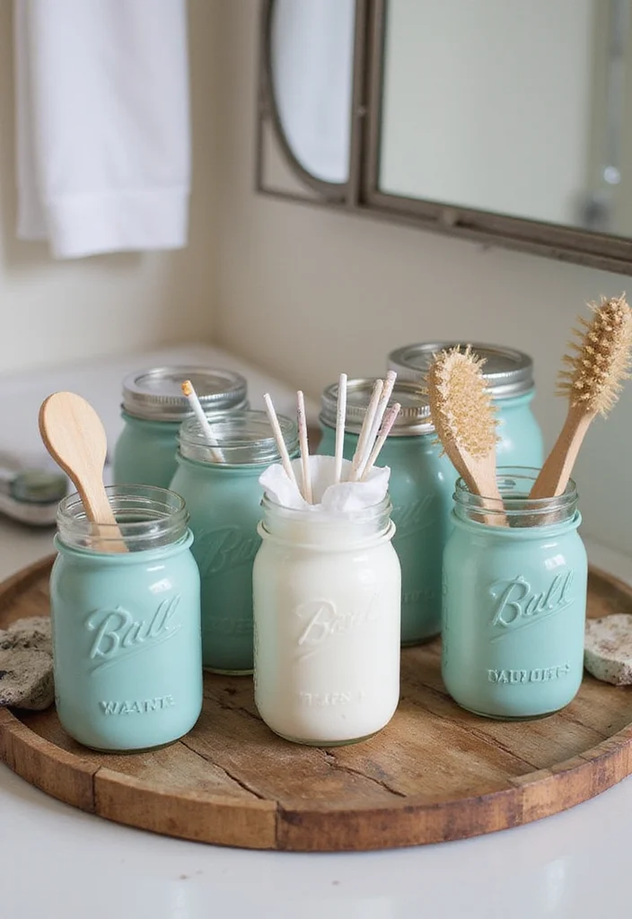 12 Cheap Bathroom Ideas for Easy Budget Friendly Upgrades 1 12 Cheap Bathroom Ideas for Easy Budget Friendly Upgrades - 1. Upcycled Mason Jar Organizers