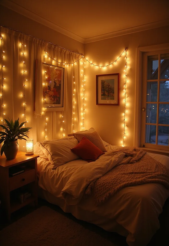 12 Cheap Bedroom Ideas for Easy Budget Home Refresh 111 12 Cheap Bedroom Ideas for Easy Budget Home Refresh - 11. Affordable String Lights