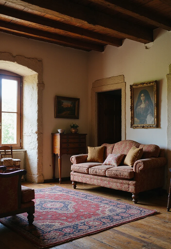 12 Colonial Living Room Ideas for Classic American Style - 2. Antique Furniture Finds