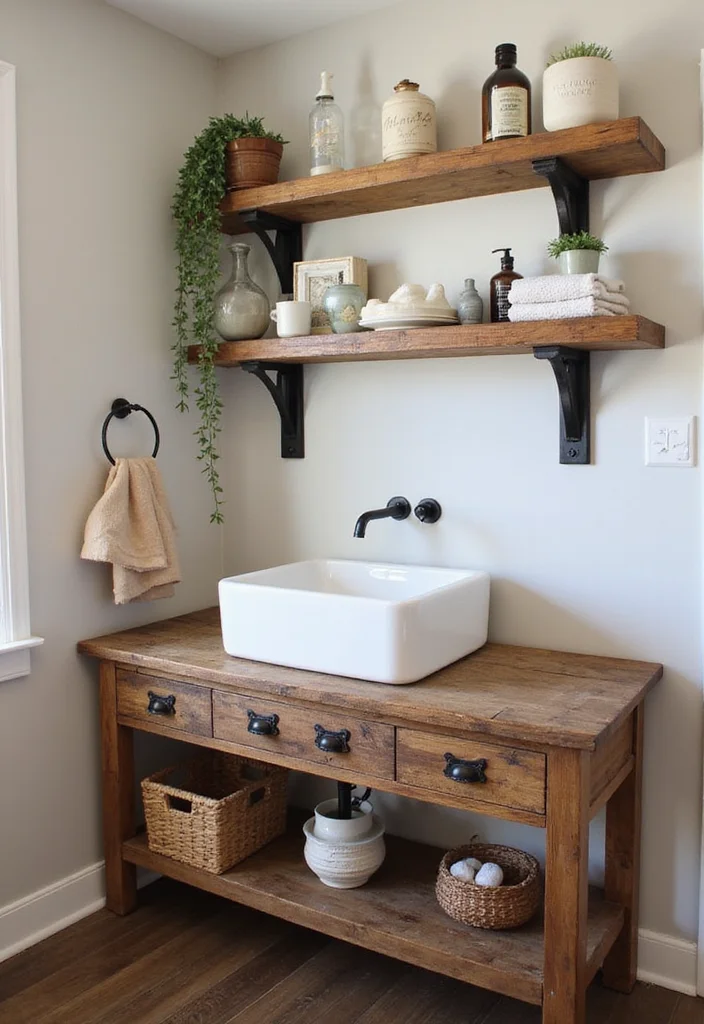 12 Country Style Bathroom Ideas for Cozy Rustic Charm - 1. Rustic Wood Accents