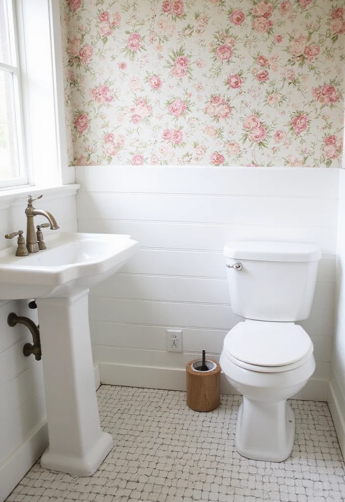 12 Country Style Bathroom Ideas for Cozy Rustic Charm - 10. Playful Wall Treatments