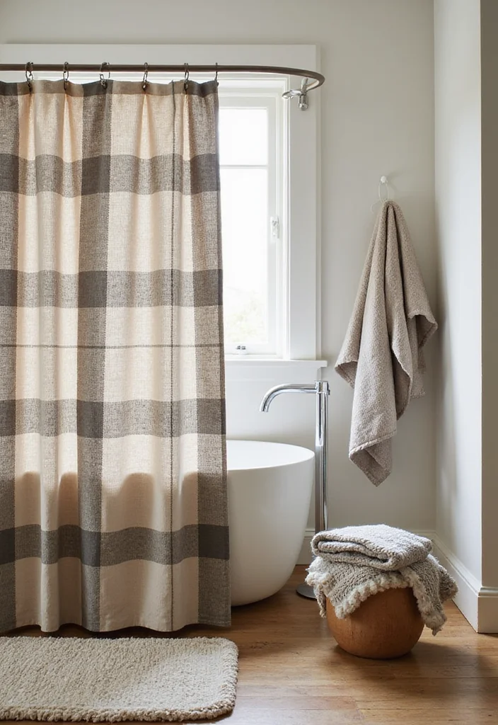 12 Country Style Bathroom Ideas for Cozy Rustic Charm - 3. Cozy Textiles