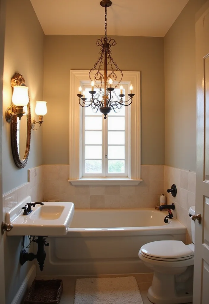 12 Country Style Bathroom Ideas for Cozy Rustic Charm - 5. Charming Lighting Solutions