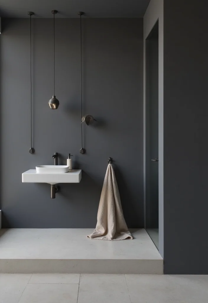 12 Dark Gray Bathroom Ideas for Sleek Modern Depth 45 12 Dark Gray Bathroom Ideas for Sleek Modern Depth - 5. Minimalist Accessories