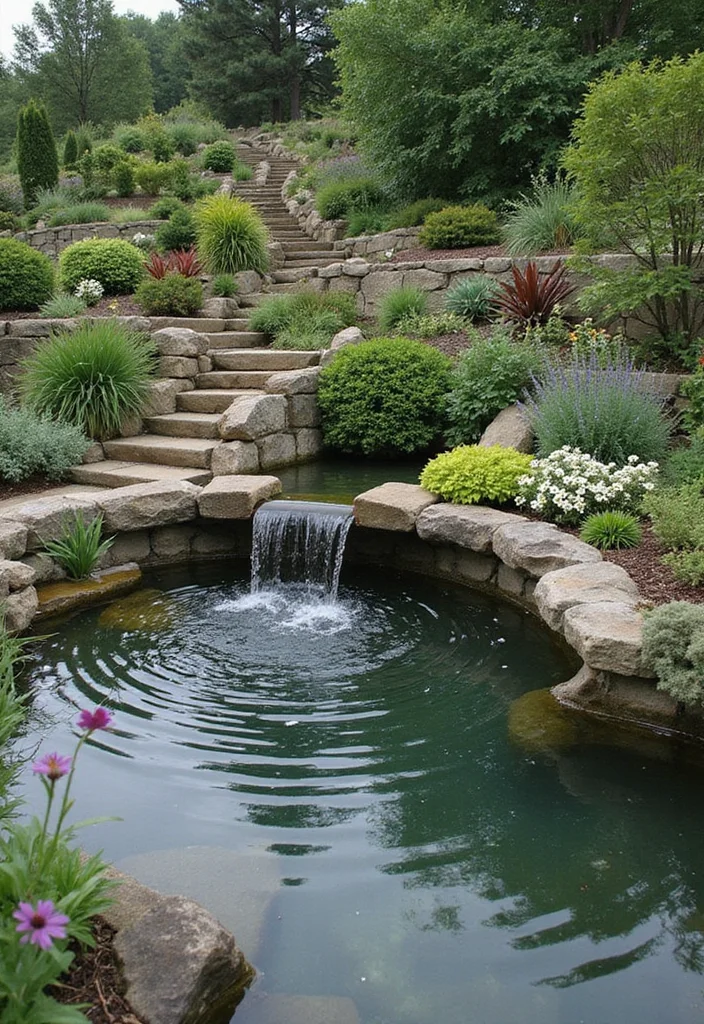 12 Elevated Backyard Ideas for Terraced Useful Levels - 9. Water Features for Serenity