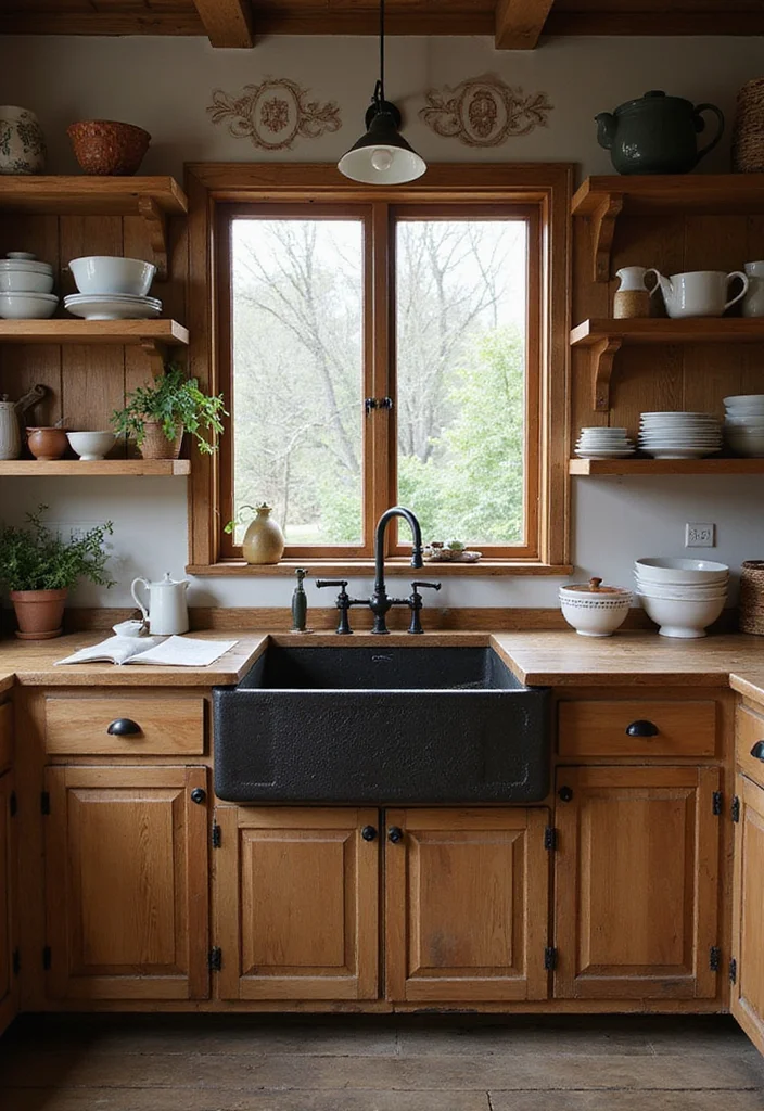 12 Farmhouse Kitchen Sink Ideas for Functional Rustic Style - 3. Vintage Cast Iron Sinks