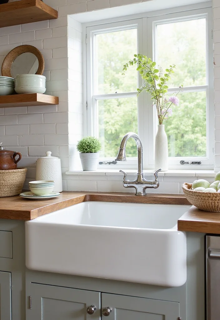 12 Farmhouse Kitchen Sink Ideas for Functional Rustic Style - 9. White Fireclay Sinks