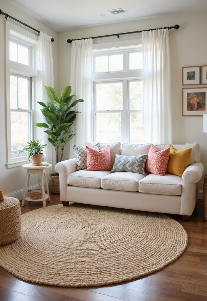 12 Florida Living Room Ideas for Bright Airy Comfort - 2. Natural Fiber Rugs