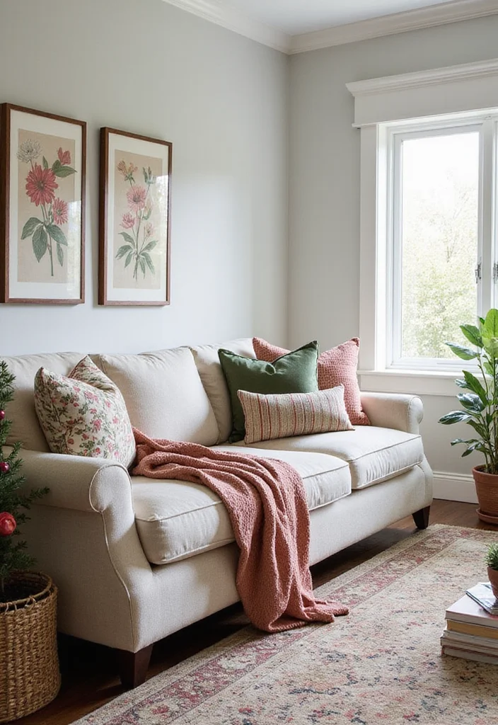 12 Green and Pink Living Room Ideas for Fresh Stylish Contrast - 11. Seasonal Decor Swaps