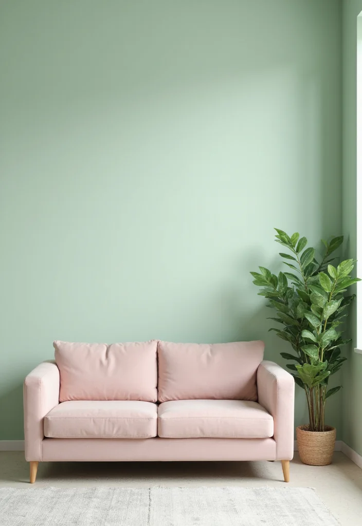 12 Green and Pink Living Room Ideas for Fresh Stylish Contrast - 3. Minimalist Serenity with Soft Accents