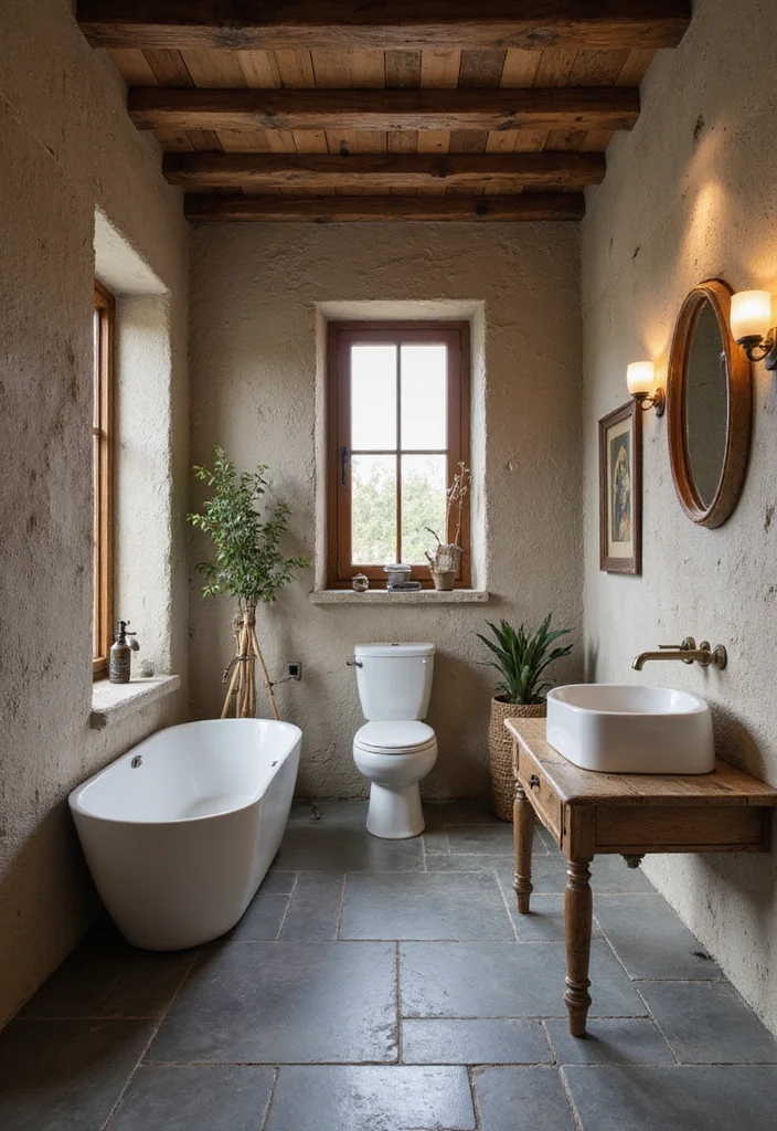 12 Grey Floor Bathroom Ideas for Clean Neutral Balance - 11. Grey Slate for a Rustic Feel