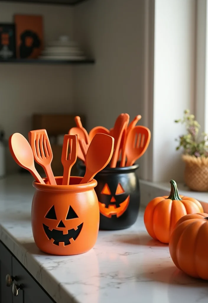 12 Halloween Kitchen Decor Ideas for Fun Seasonal Touches - 8. Ghoulish Utensil Holders