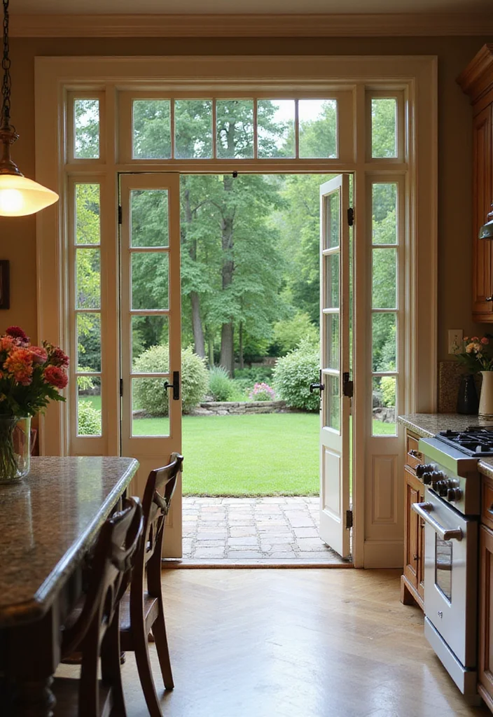 12 Kitchen Back Door Ideas for Practical Efficient Layouts - 2. French Doors for Elegance