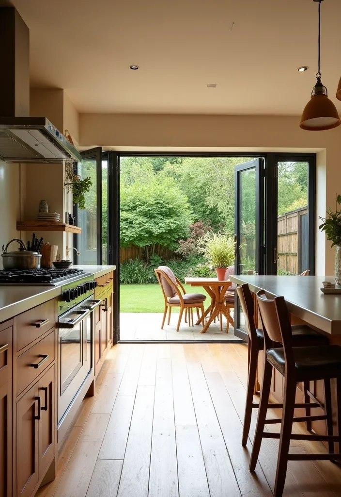 12 Kitchen Back Door Ideas for Practical Efficient Layouts - 5. Bi-Fold Doors for Versatility