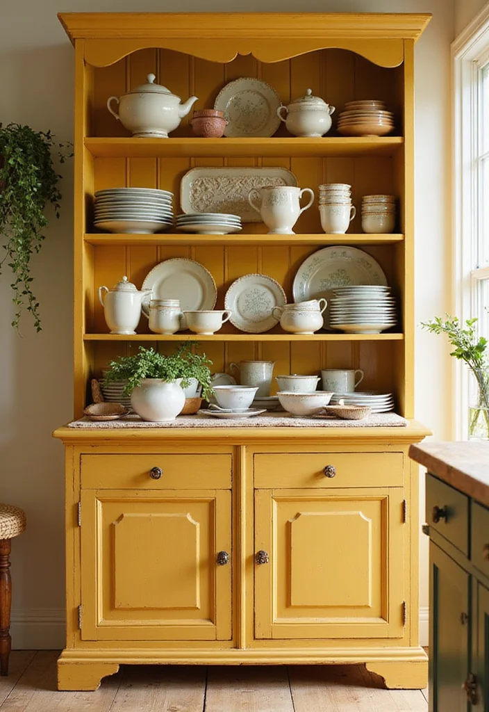 12 Kitchen Hutch Ideas for Extra Storage and Vintage Appeal 45 12 Kitchen Hutch Ideas for Extra Storage and Vintage Appeal - 5. Painted Huts for a Pop of Color
