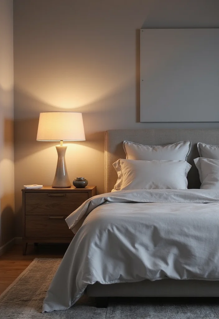 12 Light Grey Bedroom Ideas for Soft Elegant Calm - 5. Soft Lighting Solutions