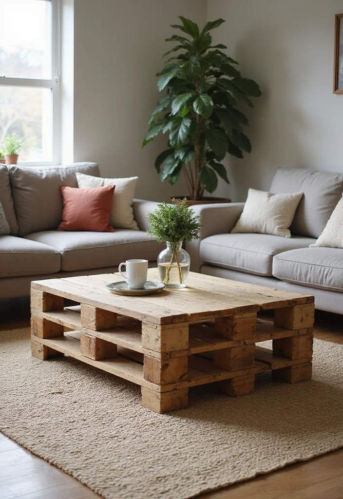 12 Living Room DIY Ideas for Easy Home Upgrades - 1. Recycled Pallet Coffee Table