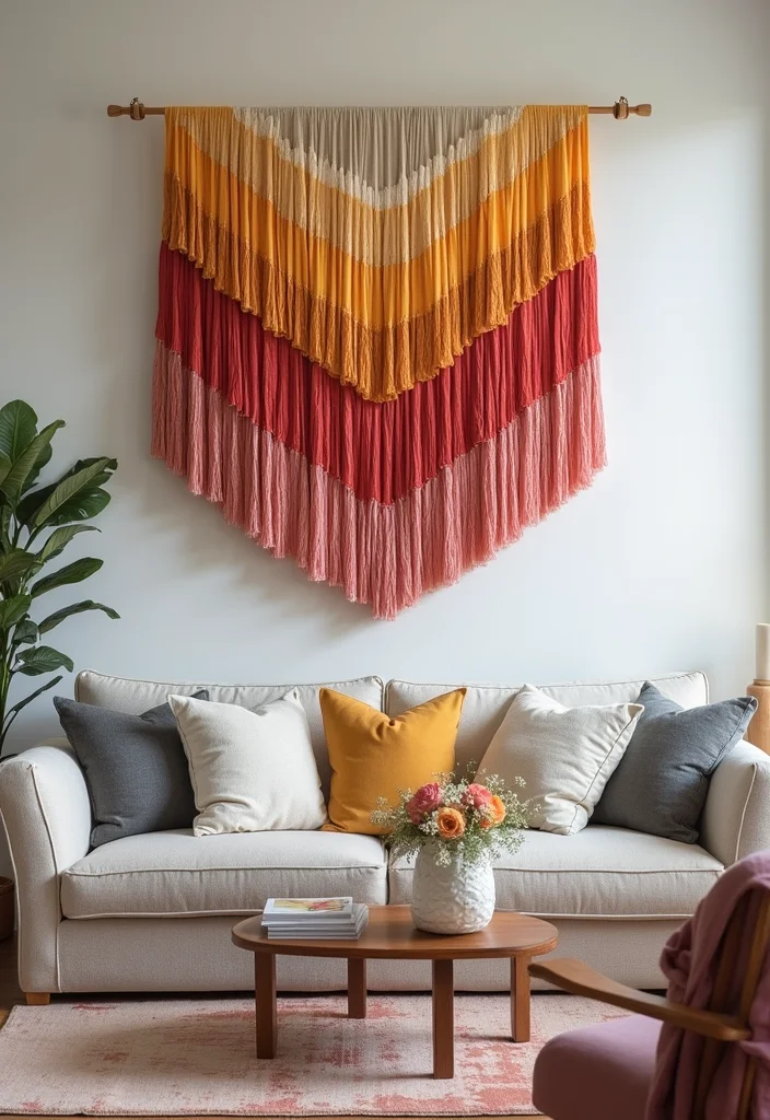 12 Living Room DIY Ideas for Easy Home Upgrades - 2. DIY Fabric Wall Hangings