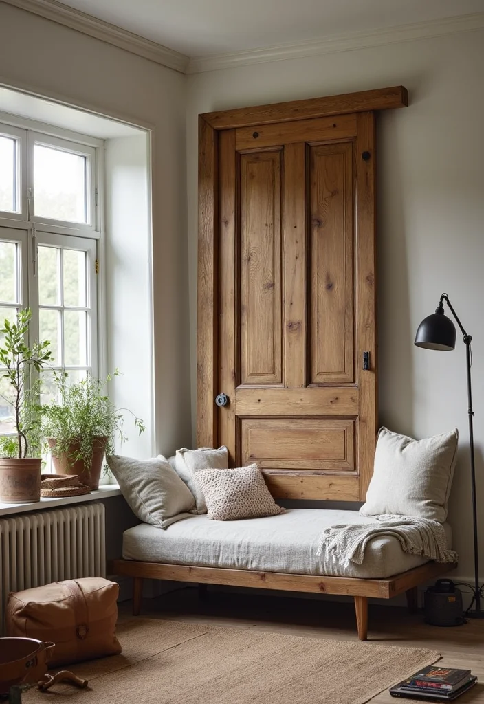 12 Living Room DIY Ideas for Easy Home Upgrades - 9. Upcycled Door Headboard