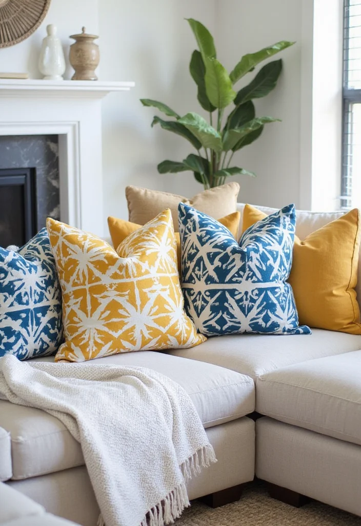 12 Living Room Pillow Ideas for Quick Style Refresh - 9. Statement Prints