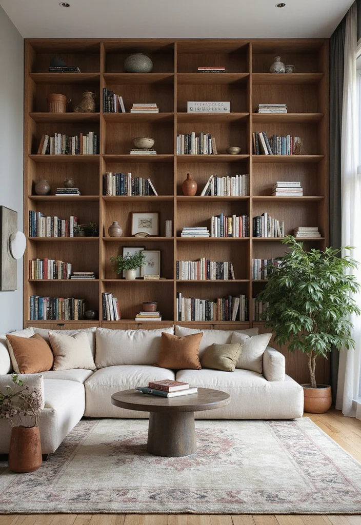 12 Low Ceiling Living Room Ideas for Taller Visual Space - 1. Embrace Vertical Shelving