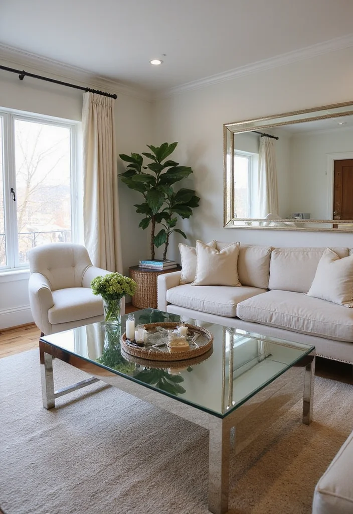 12 Low Ceiling Living Room Ideas for Taller Visual Space - 3. Hang Mirrors Strategically