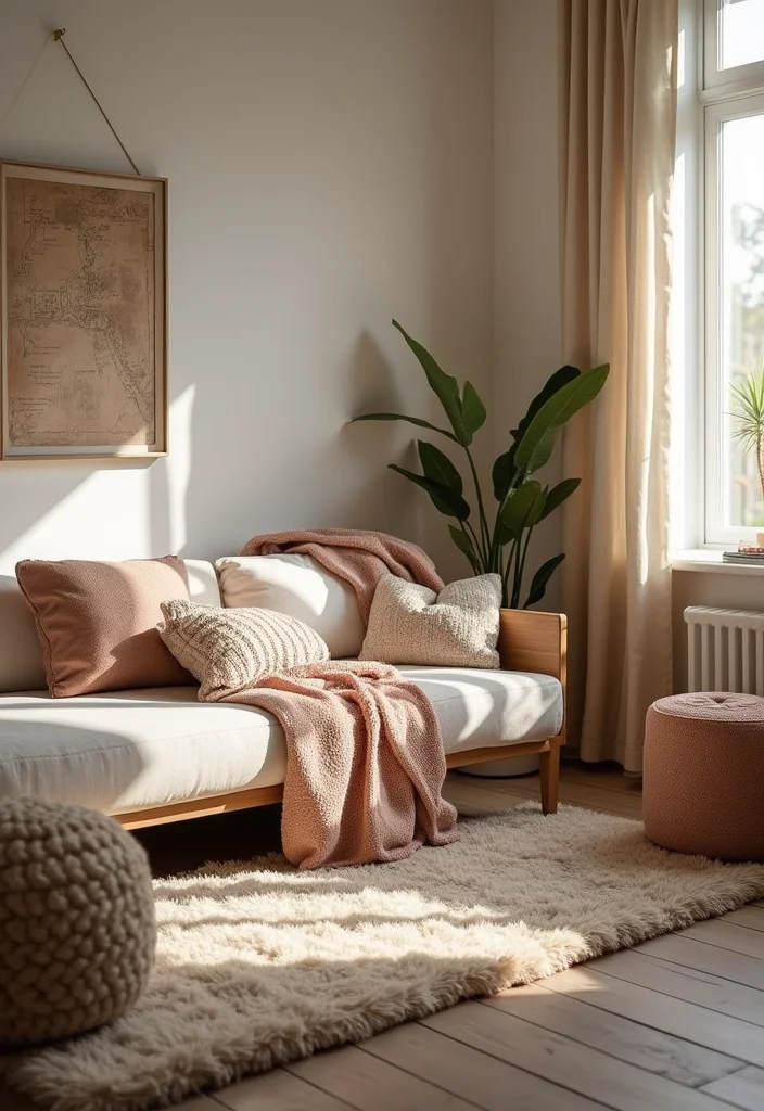 12 Low Ceiling Living Room Ideas for Taller Visual Space - 8. Layer Textures