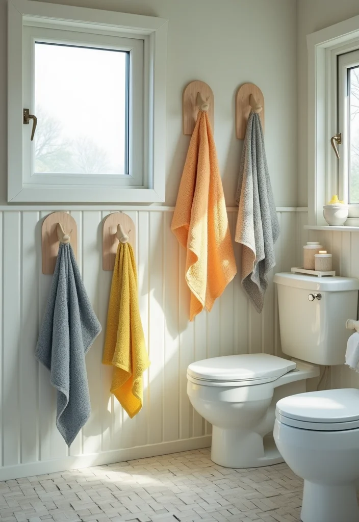 12 Mobile Home Bathroom Ideas for Smart Space Solutions - 9. Creative Towel Hooks