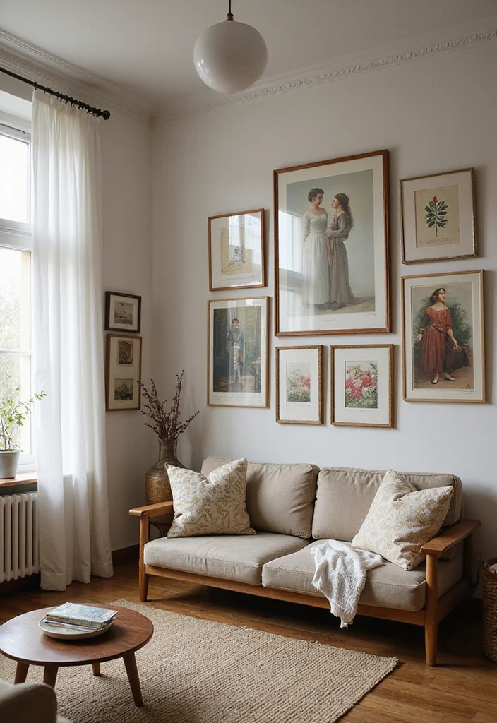 12 Modern Vintage Living Room Ideas for Trendy Retro Mix - 10. Vintage-Inspired Artwork