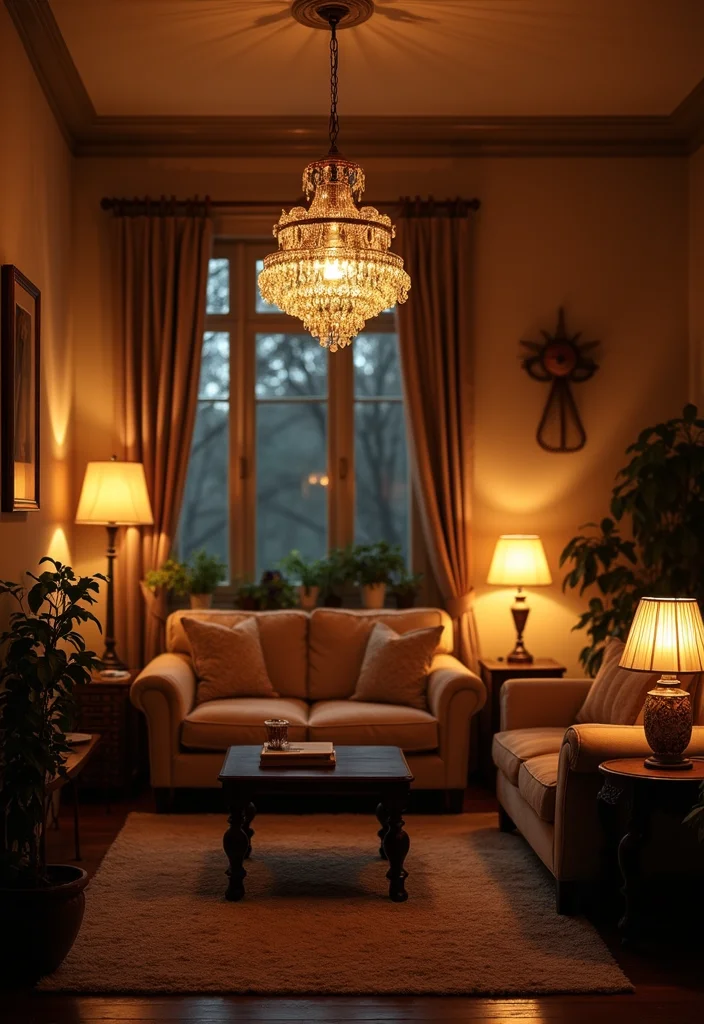 12 Modern Vintage Living Room Ideas for Trendy Retro Mix - 11. Retro Lighting Magic