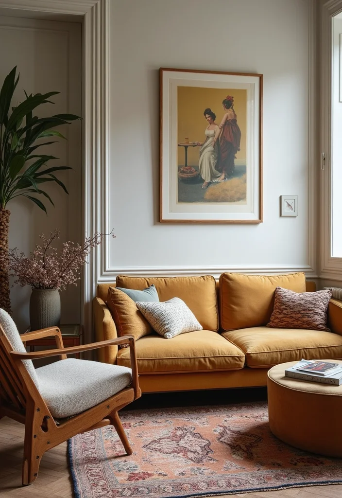 12 Modern Vintage Living Room Ideas for Trendy Retro Mix - 9. Eclectic Furniture Mix