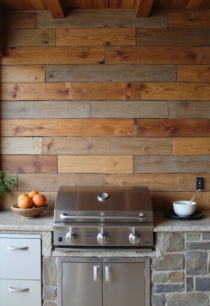 12 Outdoor Kitchen Backsplash Ideas for Durable Stylish Design 1 12 Outdoor Kitchen Backsplash Ideas for Durable Stylish Design - 1. Reclaimed Wood Panels