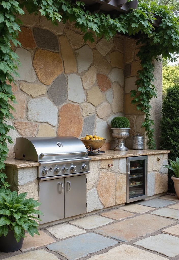 12 Outdoor Kitchen Backsplash Ideas for Durable Stylish Design 23 12 Outdoor Kitchen Backsplash Ideas for Durable Stylish Design - 3. Natural Stone Slabs