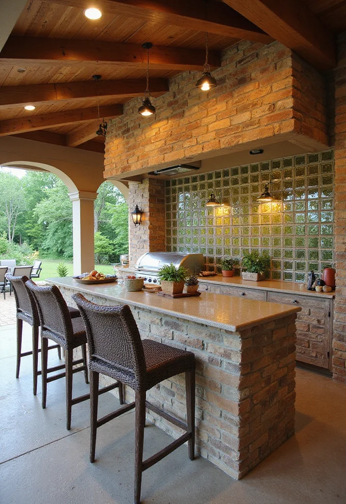 12 Outdoor Kitchen Backsplash Ideas for Durable Stylish Design 56 12 Outdoor Kitchen Backsplash Ideas for Durable Stylish Design - 6. Glass Block Backsplash